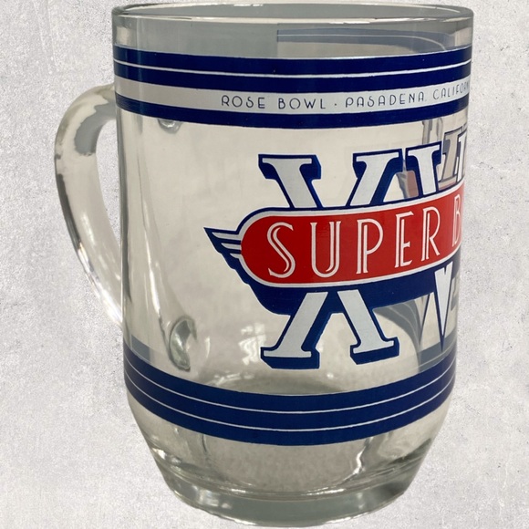 Vintage 1983 Super Bowl XVll Glass Mug - Picture 1 of 3